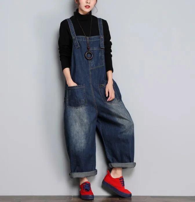 Loose Handmade Denim Casual Spring Denim Overall Women Jumpsuits