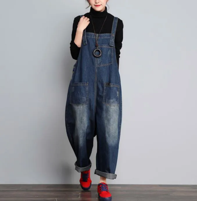 Loose Handmade Denim Casual Spring Denim Overall Women Jumpsuits