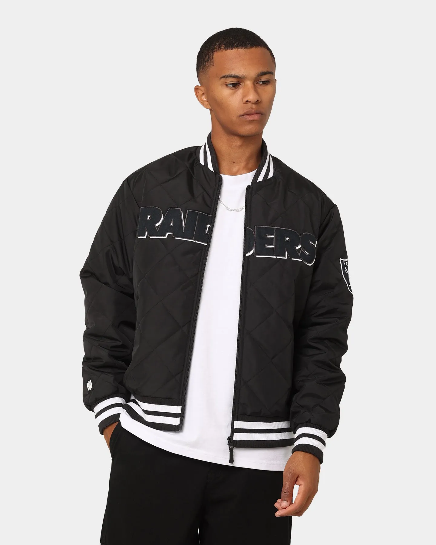 Majestic Athletic Las Vegas Raiders Tonals Quilted Varsity Jacket Black