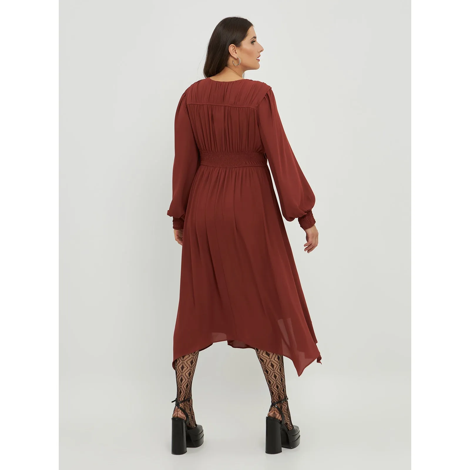 Mat Long Sleeve Dress in Rust