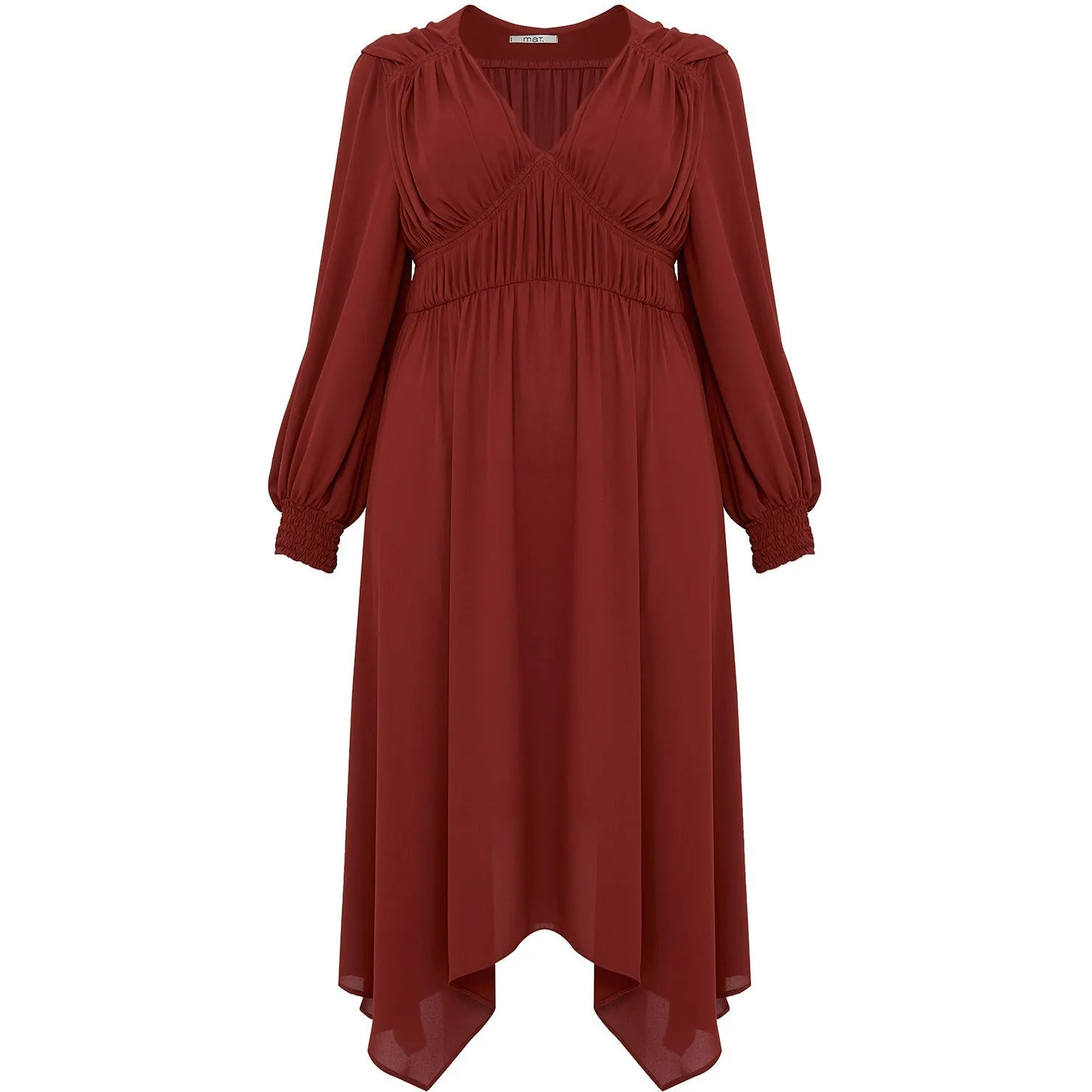 Mat Long Sleeve Dress in Rust