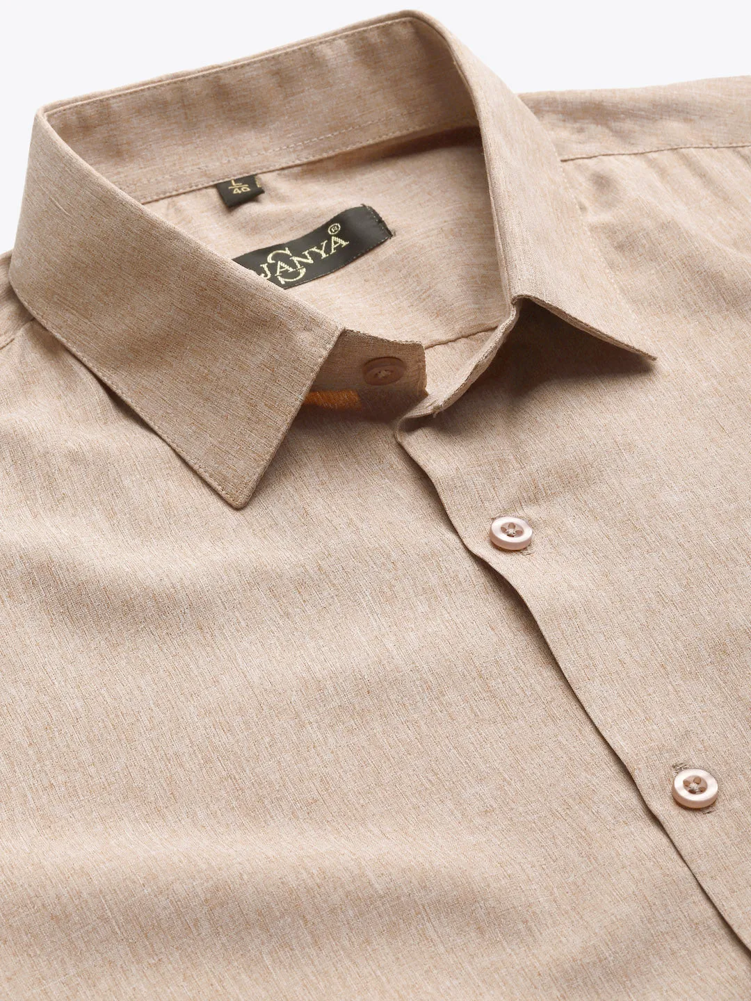 Men's Cotton Beige Formal Classic Shirt - Sojanya