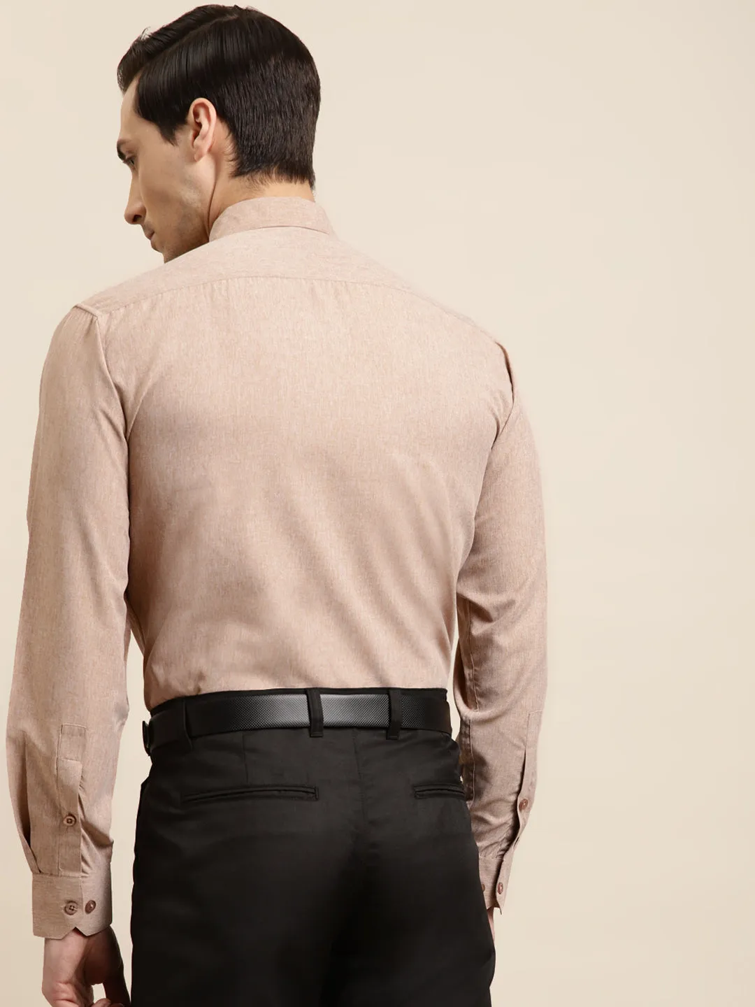 Men's Cotton Beige Formal Classic Shirt - Sojanya