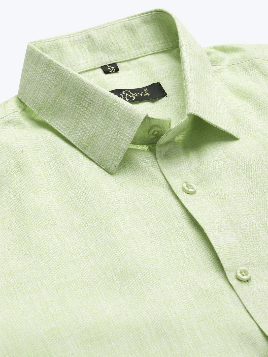 Men's Cotton Blend Lime Green Half sleeves Casual Shirt