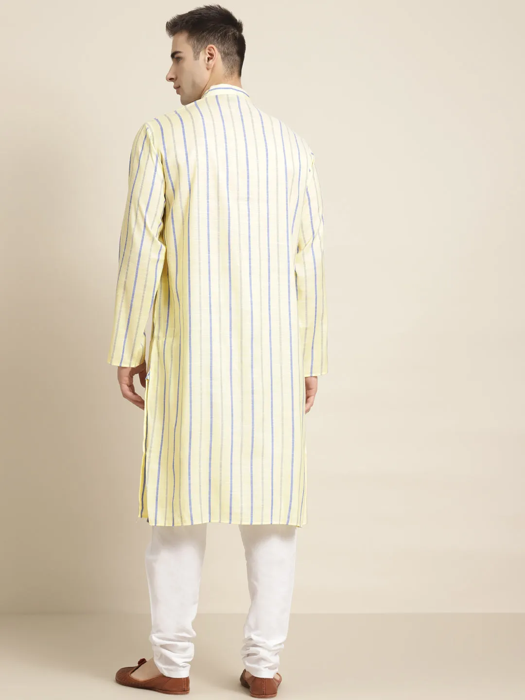 Men's Cotton Lemon Yellow ONLY Kurta  - Sojanya