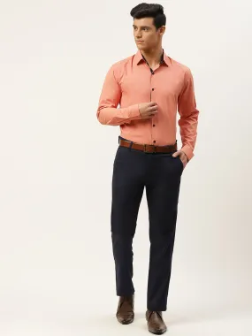 Men's Cotton Orange Solid Formal Shirt - Sojanya