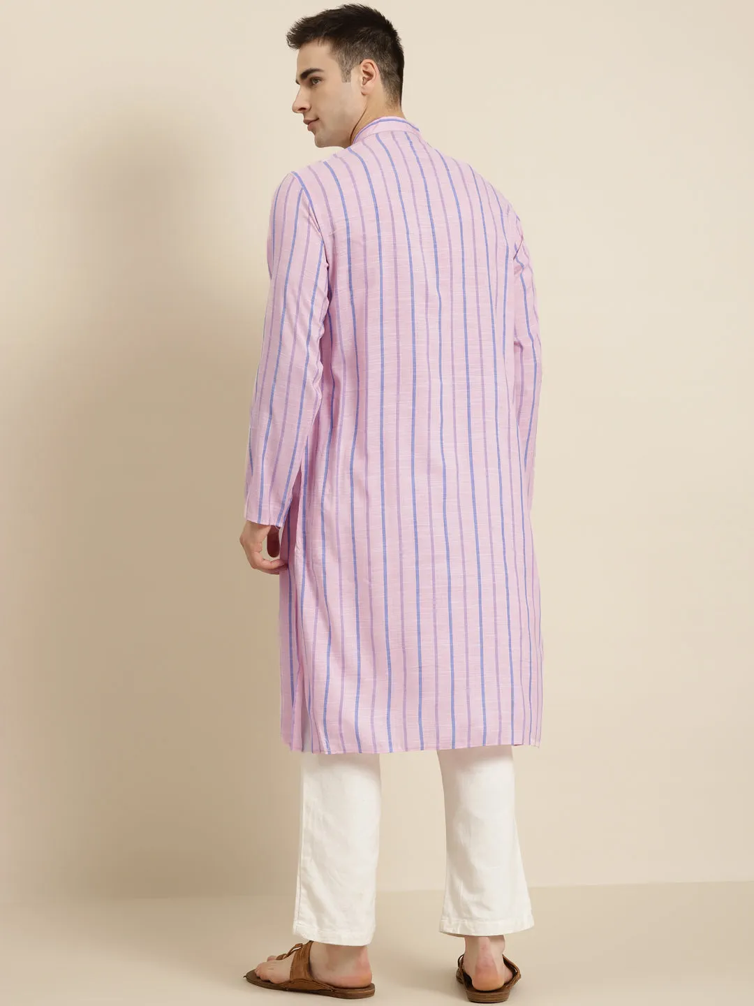 Men's Cotton Pink ONLY Kurta  - Sojanya