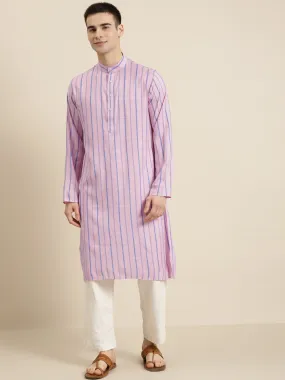 Men's Cotton Pink ONLY Kurta  - Sojanya