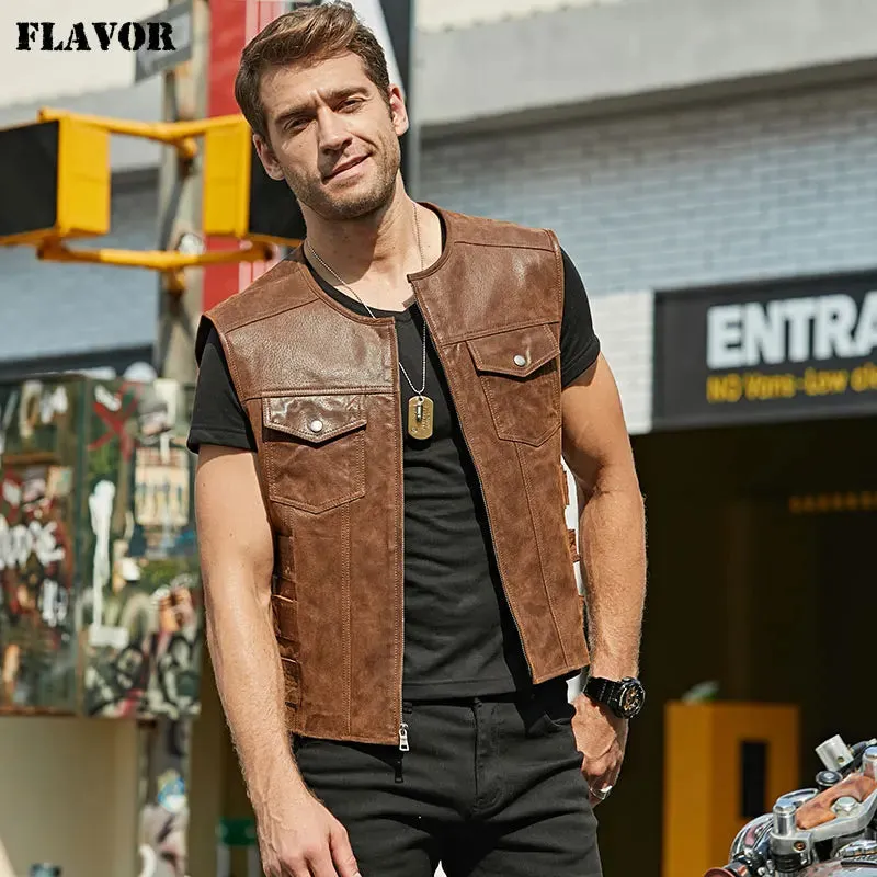 Men's Leather Motorcycle Vest