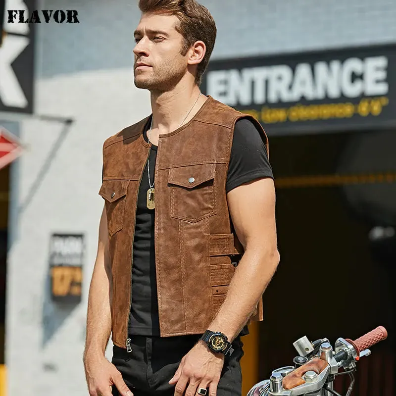 Men's Leather Motorcycle Vest