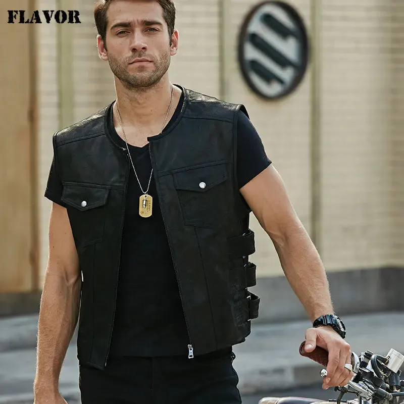 Men's Leather Motorcycle Vest