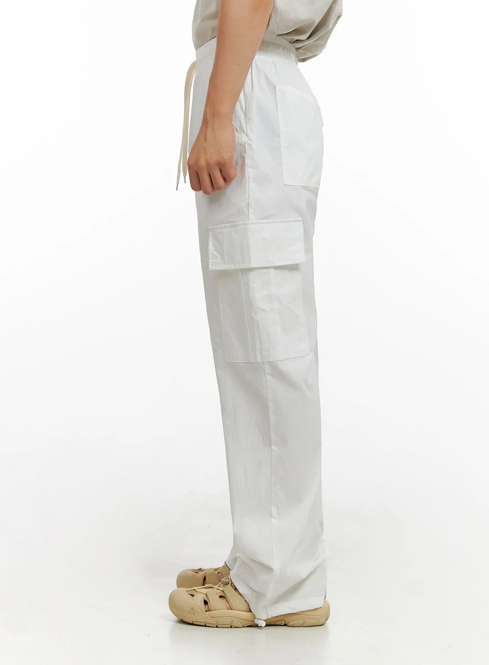 Men's Loose Fit Cargo Pants (White) IG409