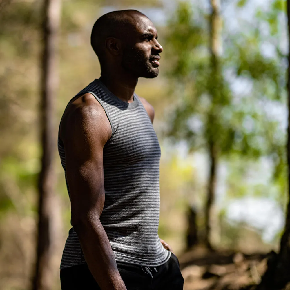 Mens Merino 150 Vest (Mini Stripe Smoke/Charcoal)