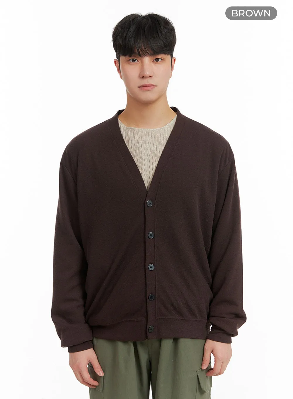 Men's Solid Cotton Cardigan IA402