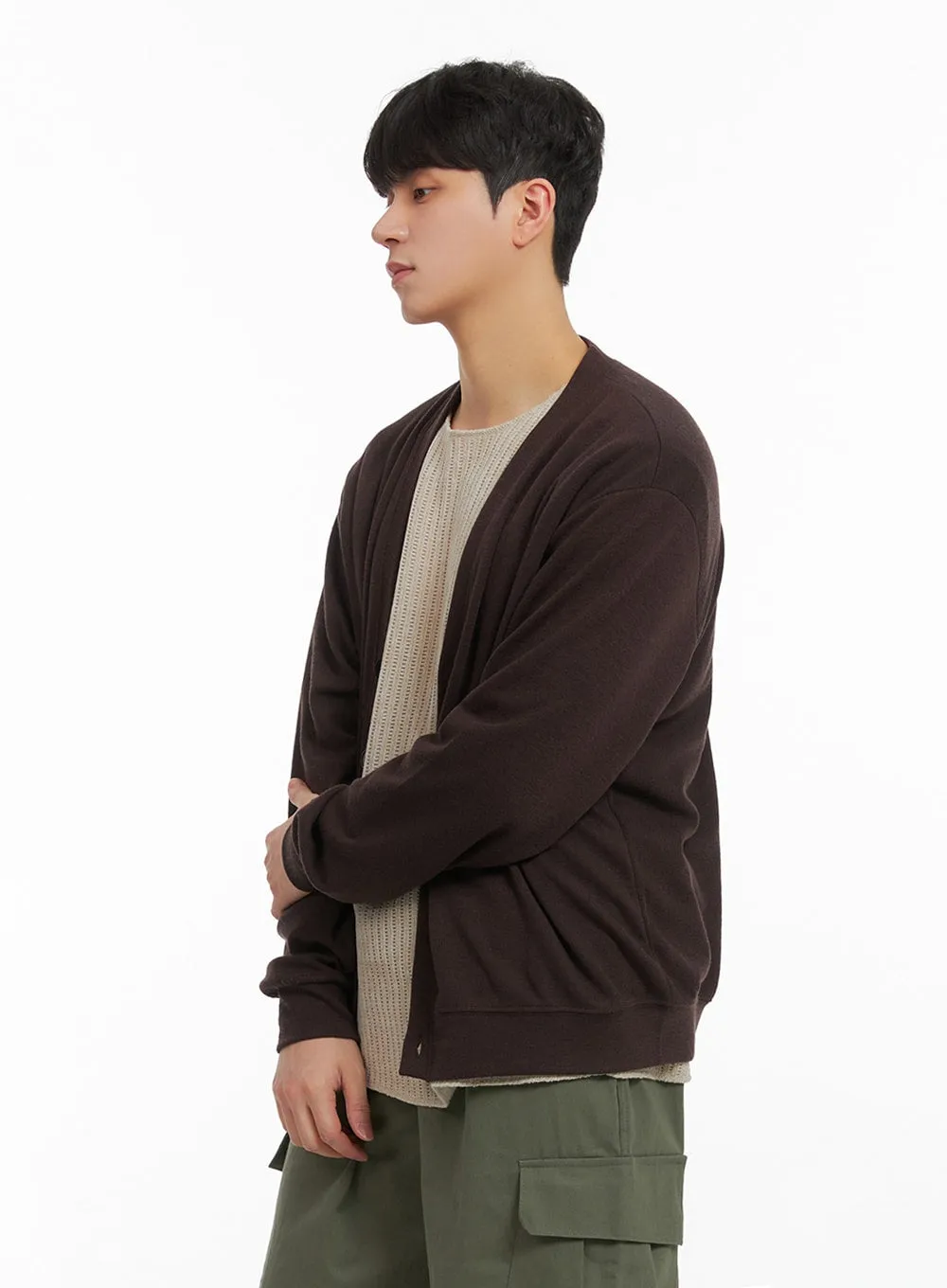 Men's Solid Cotton Cardigan IA402