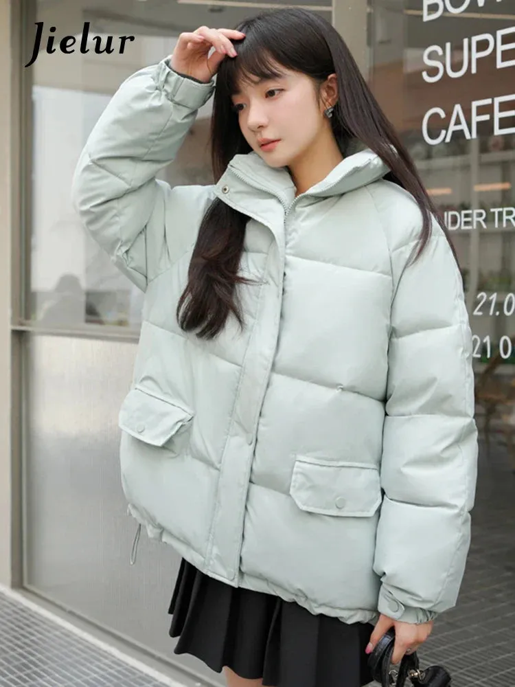 Metaversmall Korean Style Winter Jacket Women New Loose Short Pink Black Parkas Female Harajuku Bread Jacket Cotton Padded Coat Woman