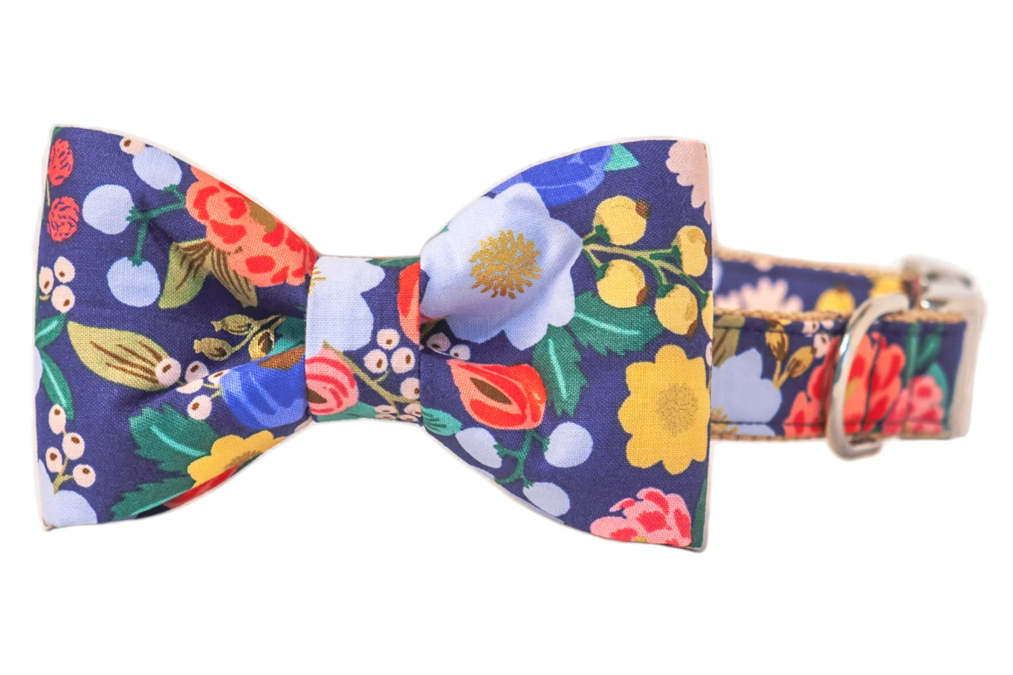 Midnight Floral Bow Tie Dog Collar