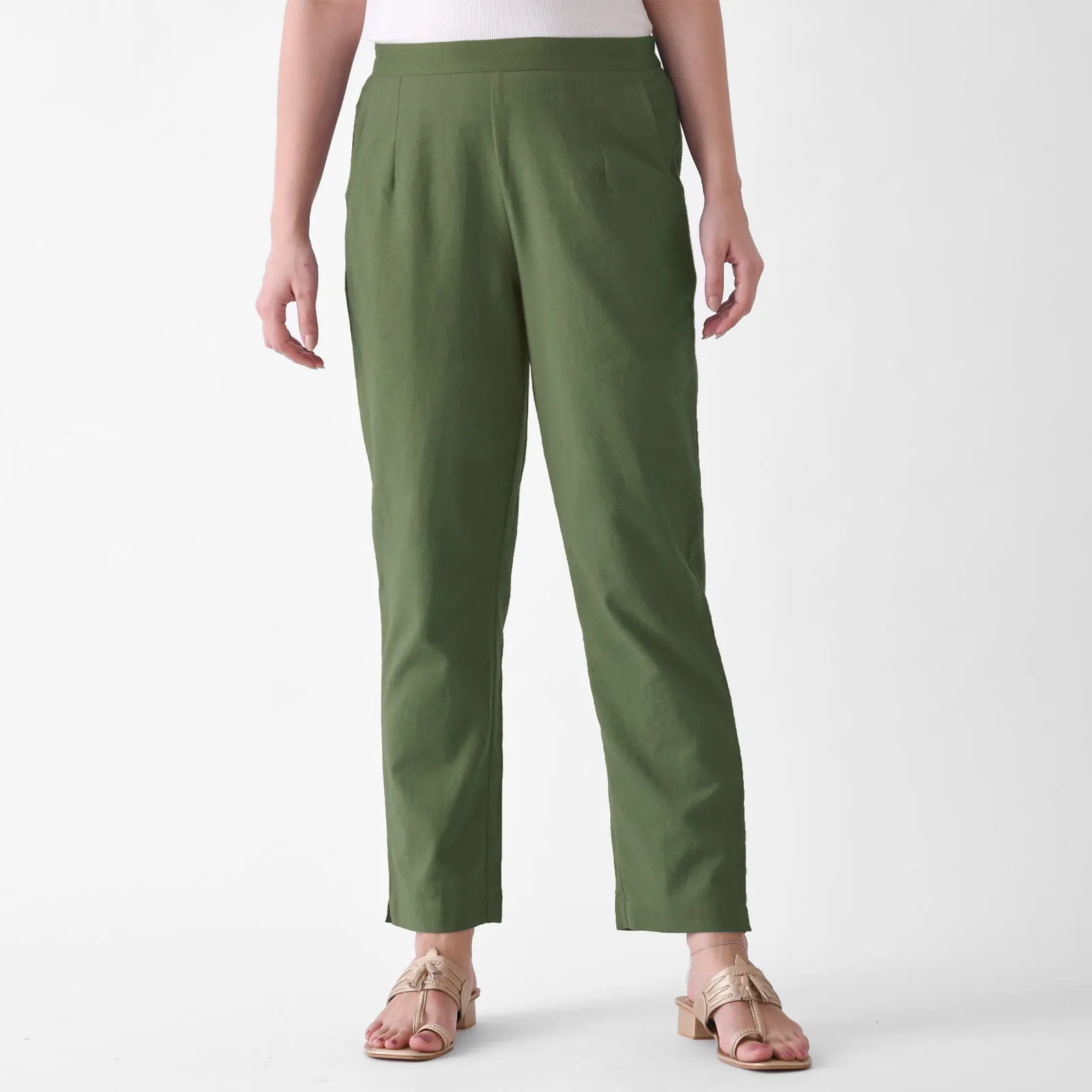 Moss Green Cotton AMPM Pants