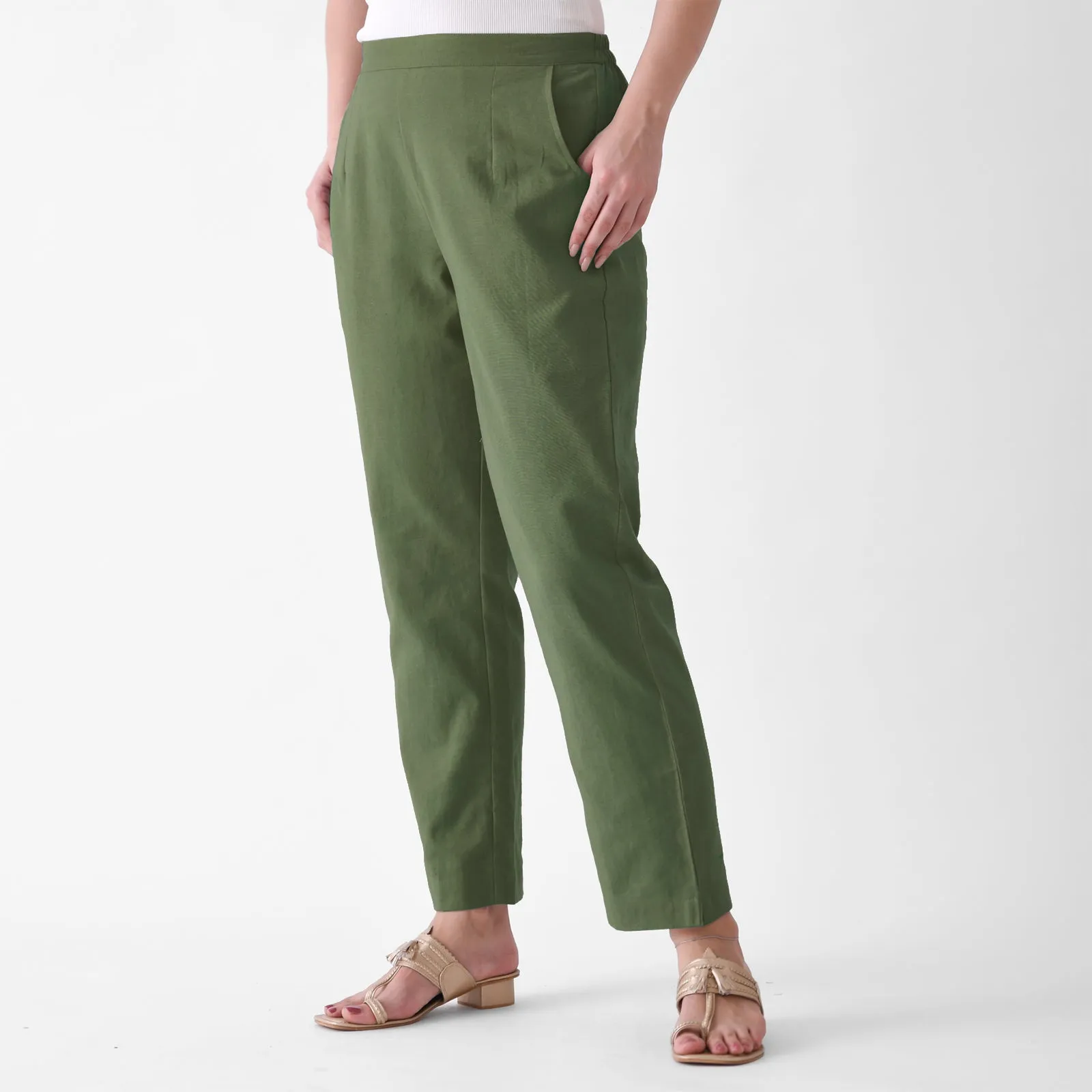 Moss Green Cotton AMPM Pants