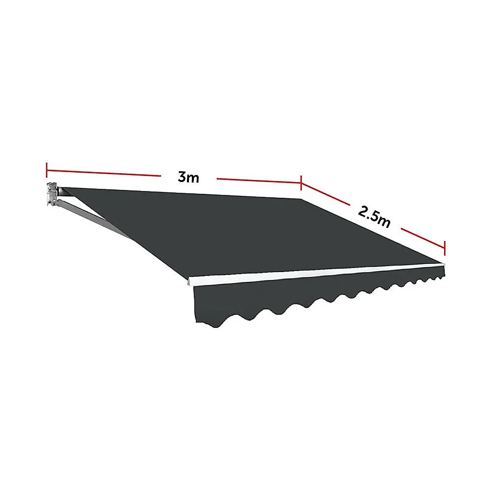 Motorised UV-resistant Folding Arm Awning Canopy 3x2.5m Grey