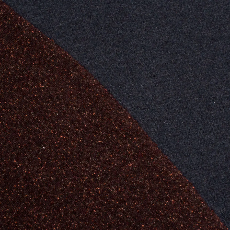 Mottled Burgundy & Steel Blue Double-Sided Wool Jersey