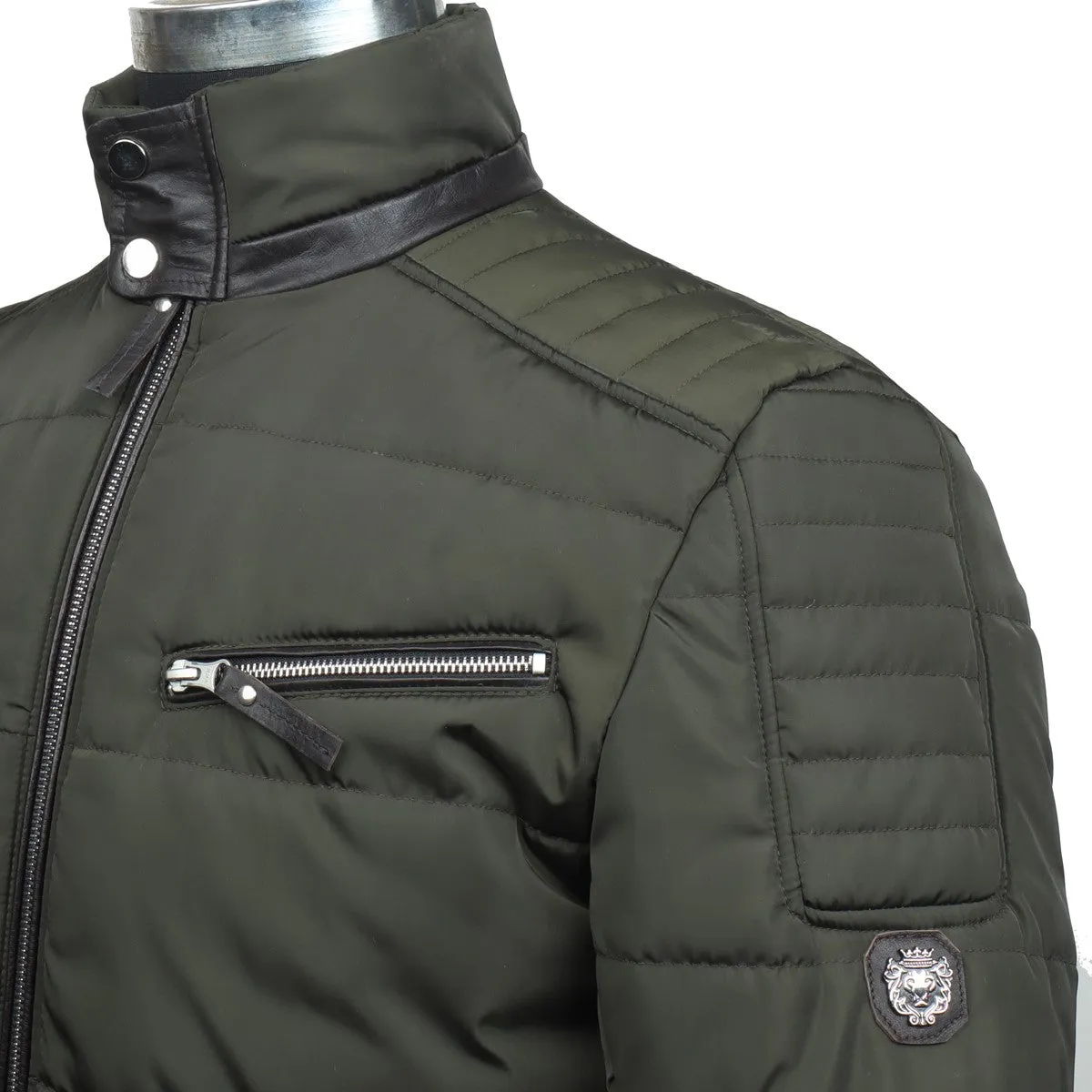 Multiple Front Pockets Green Puffer Jacket by Brune & Bareskin