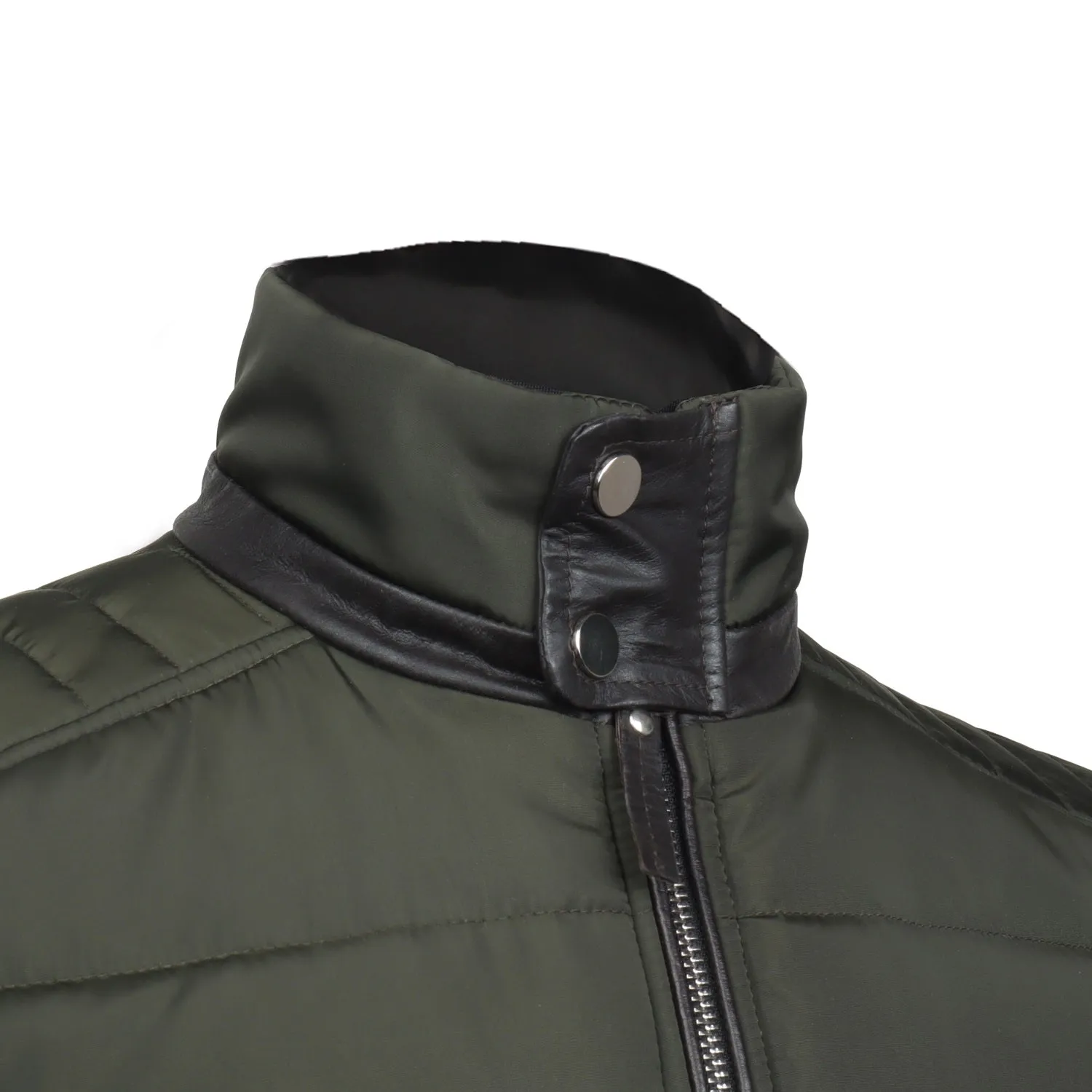 Multiple Front Pockets Green Puffer Jacket by Brune & Bareskin