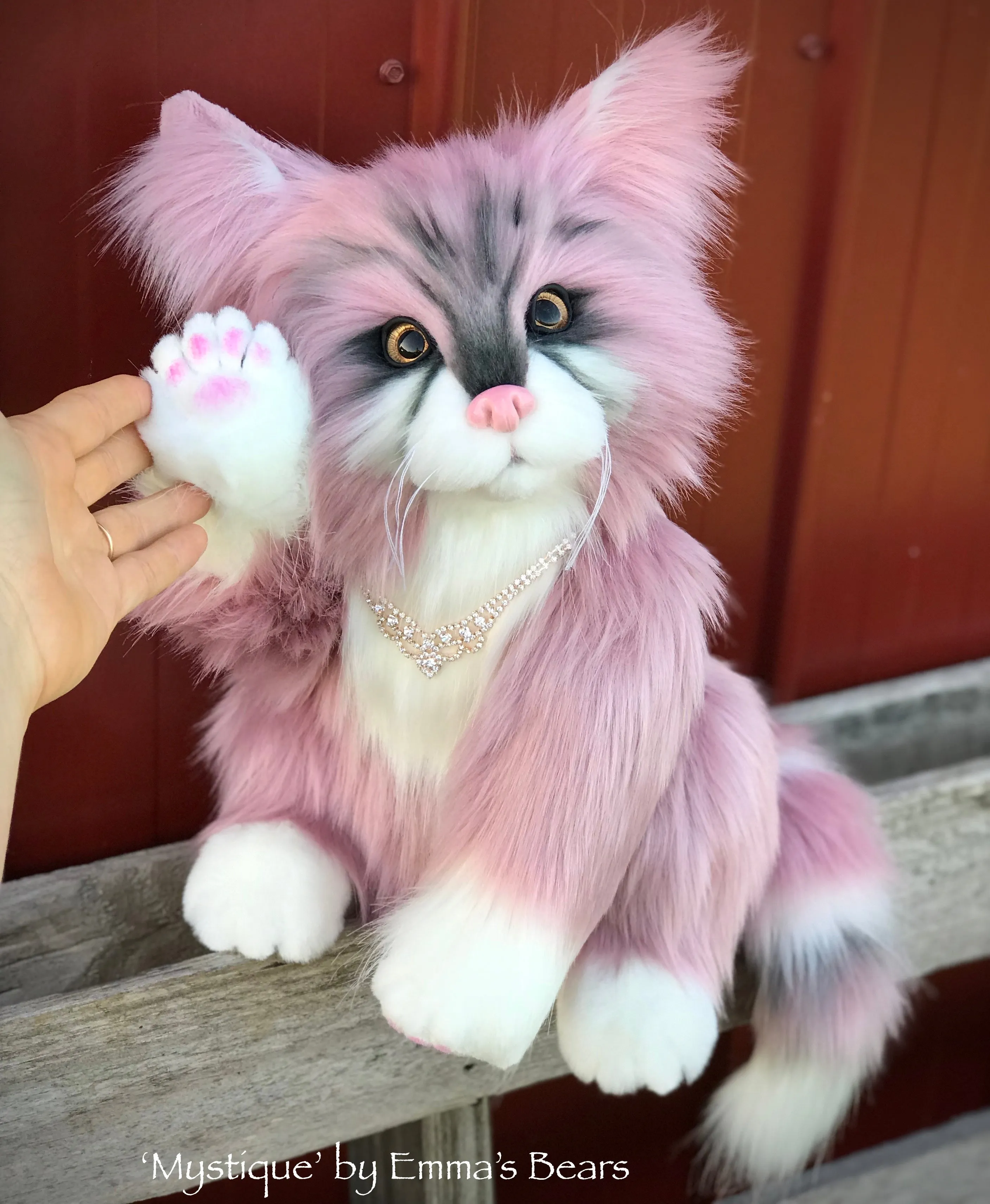 'Mystique' - life-size 15" faux fur artist cat by Emma's Bears