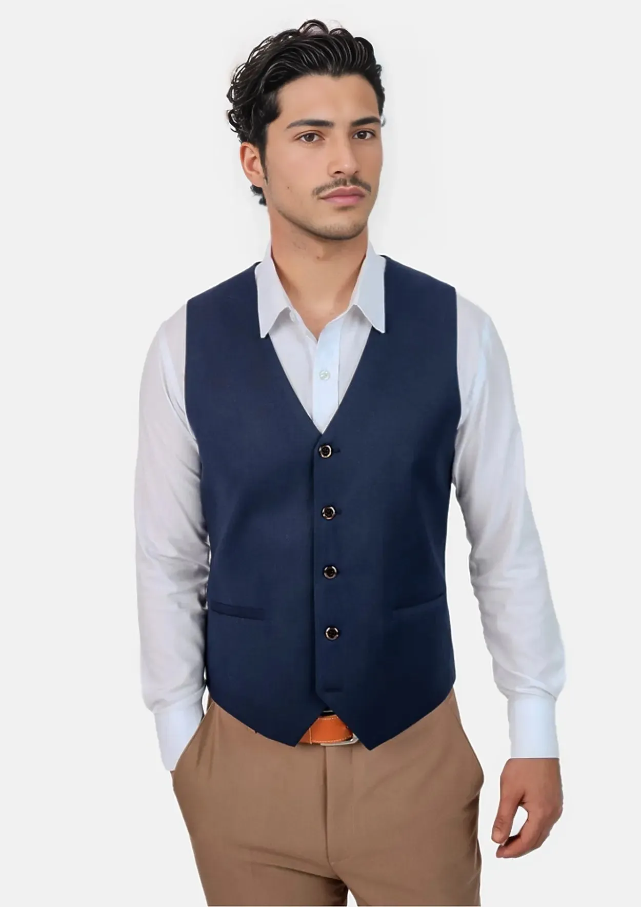 Navy Crosshatch Vest