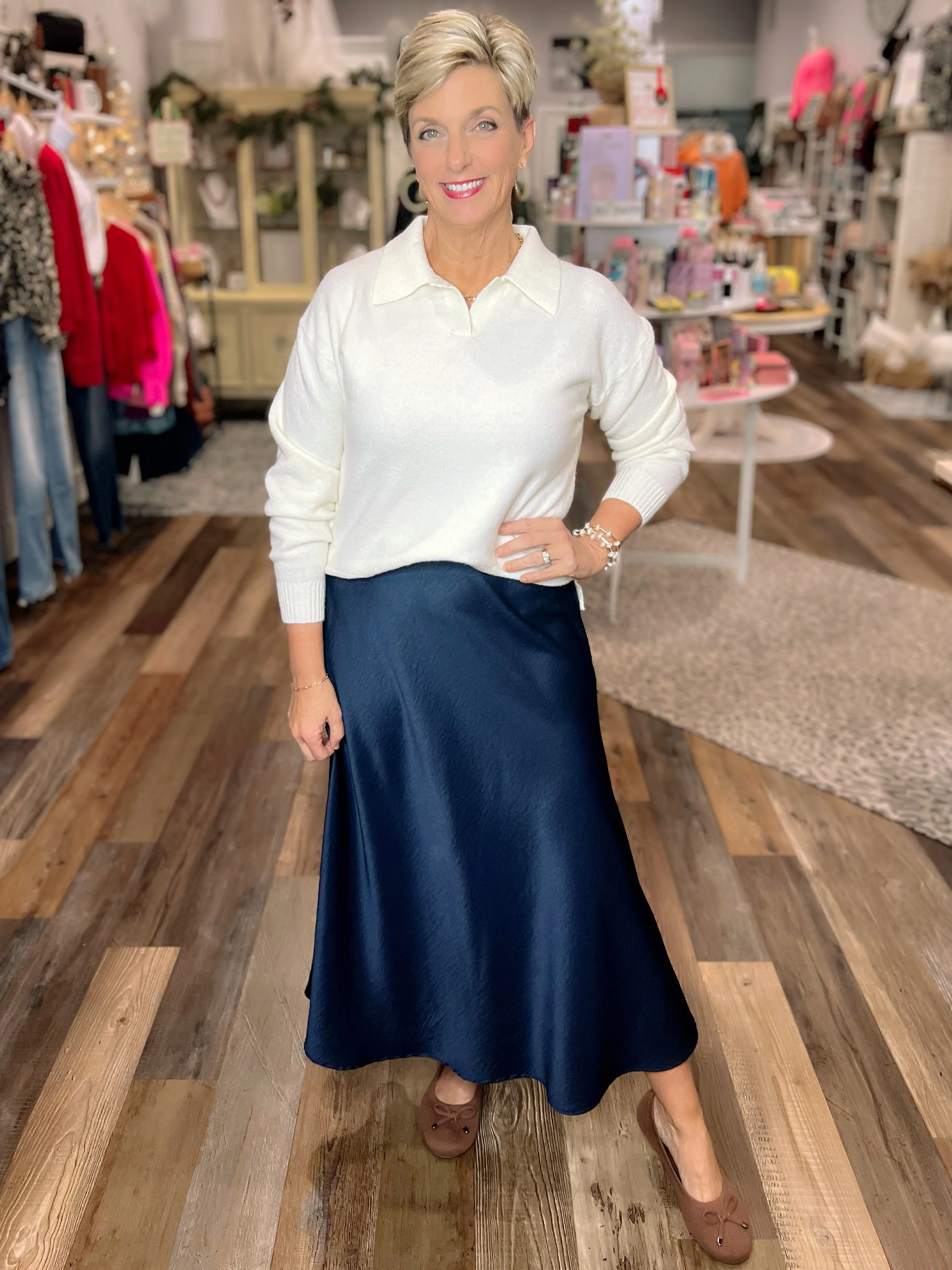 Navy Midi Skirt