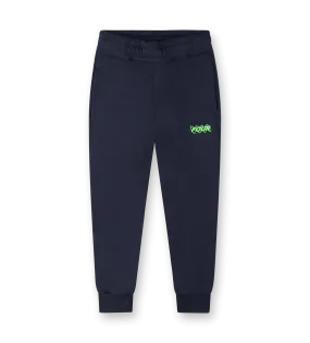 Neon Green Circles Logo Sweatpants Marine Blue