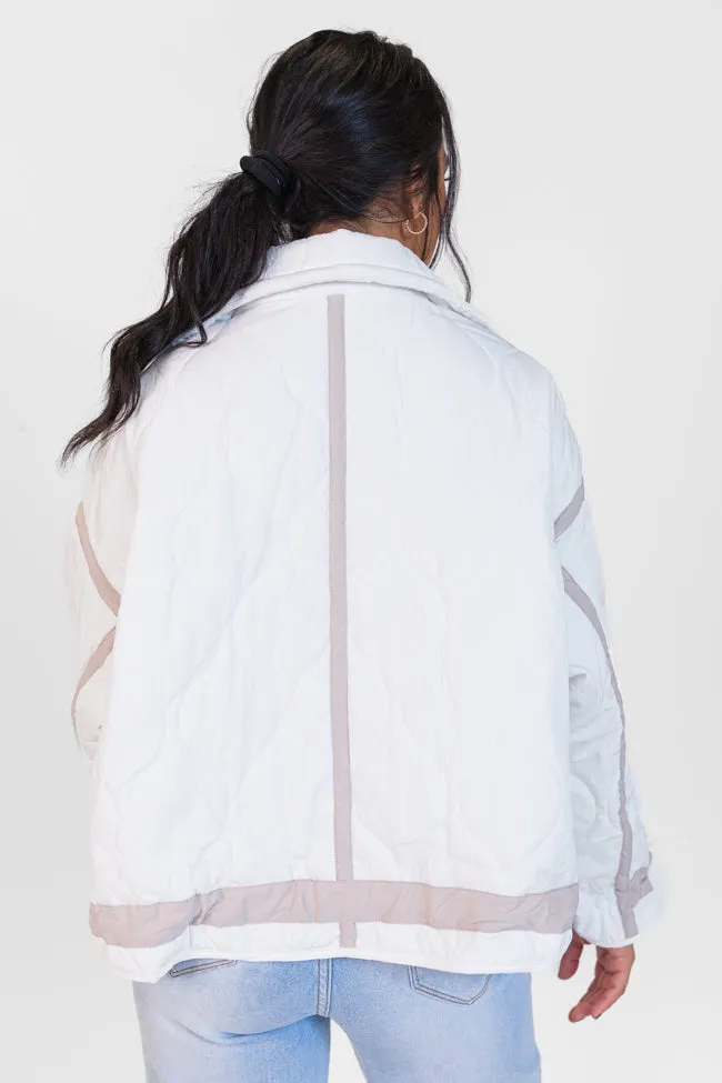 Next Up White Contrast Trim Puffer Jacket