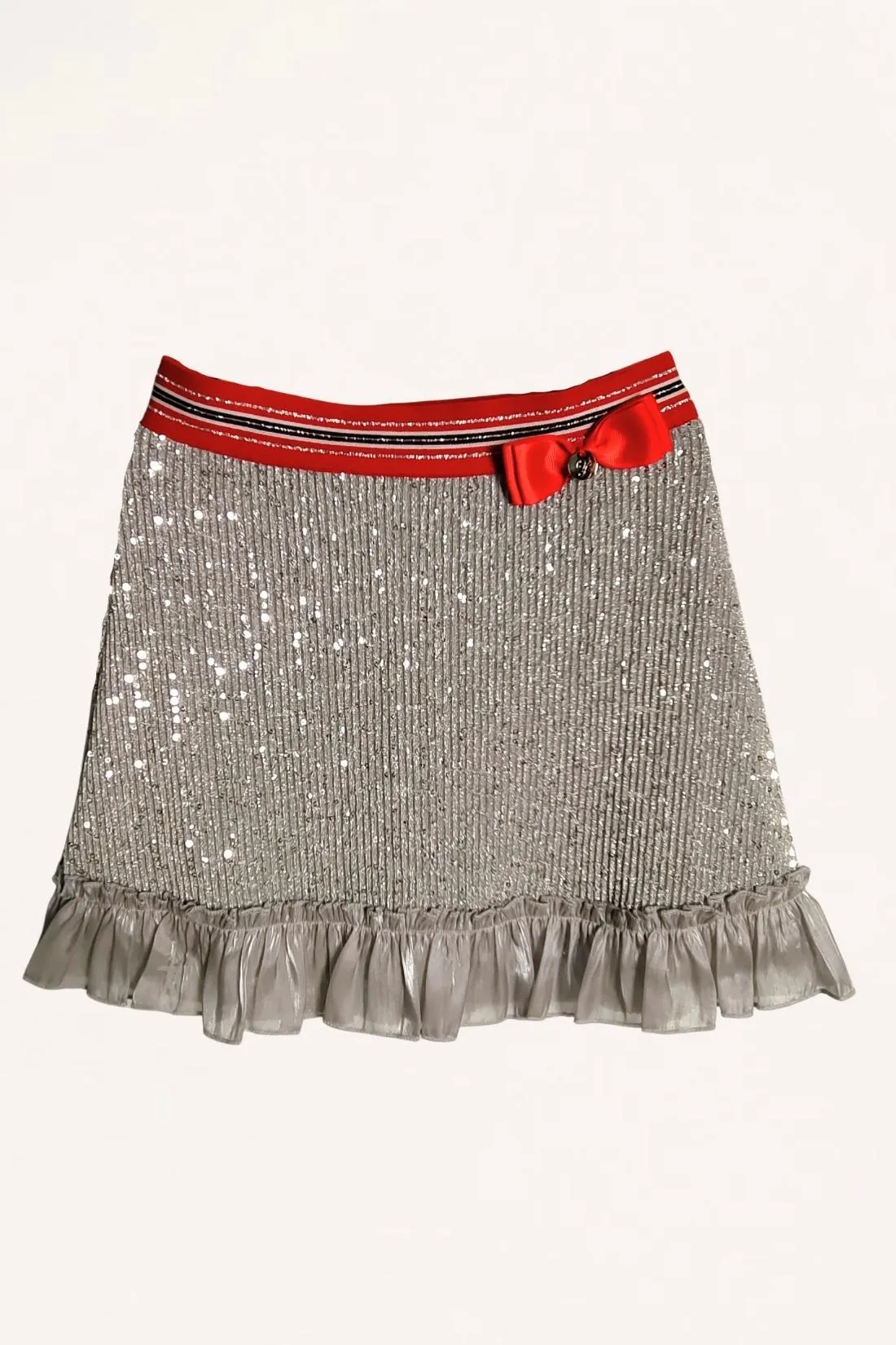 One Friday Kids Girls Silver Sequins Skirt