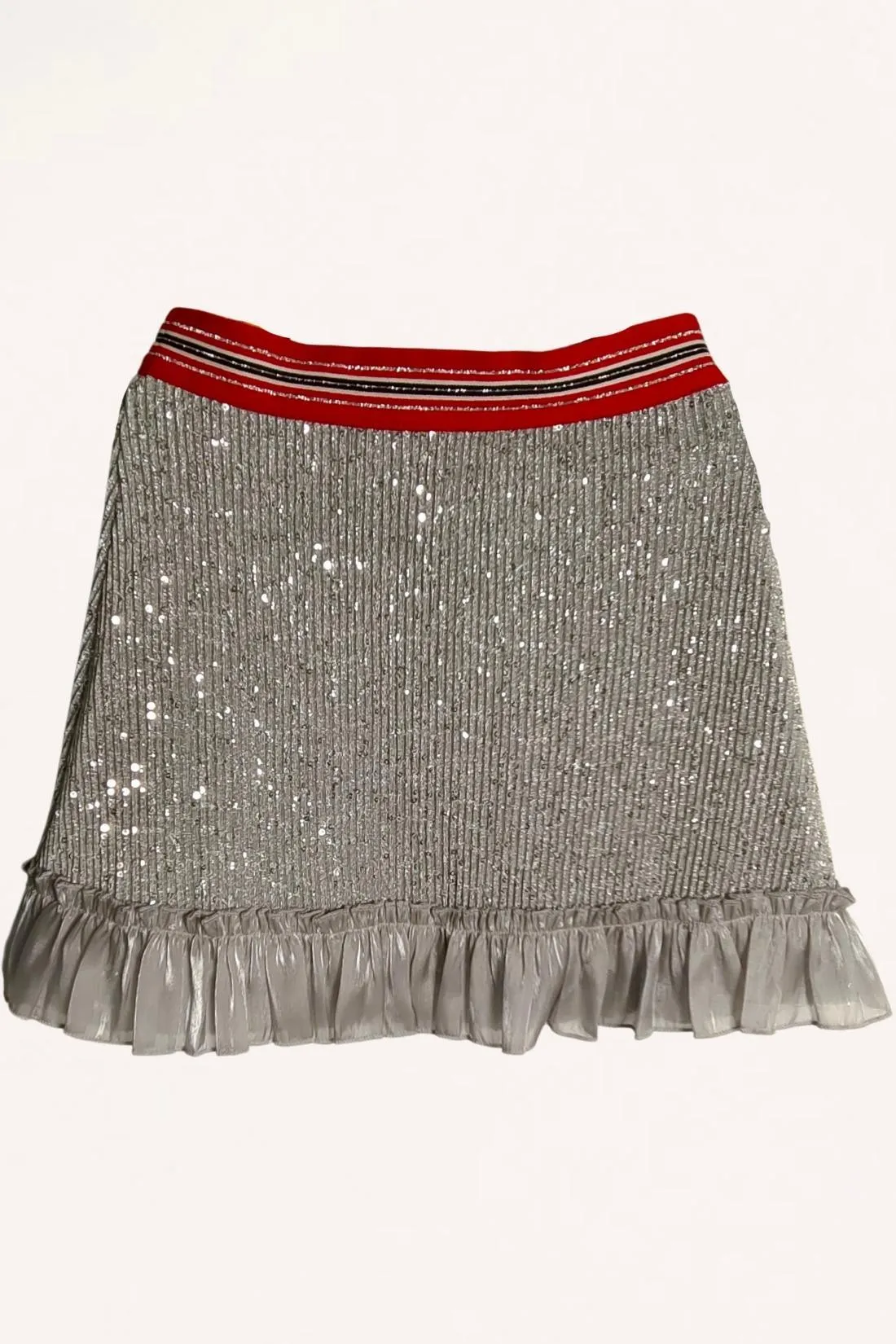 One Friday Kids Girls Silver Sequins Skirt