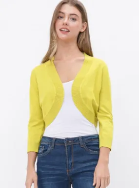 Open Cardigan in Chartreuse