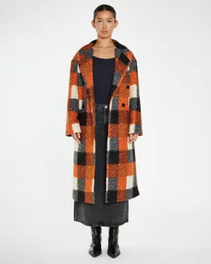 Orange Check Oversized Coat