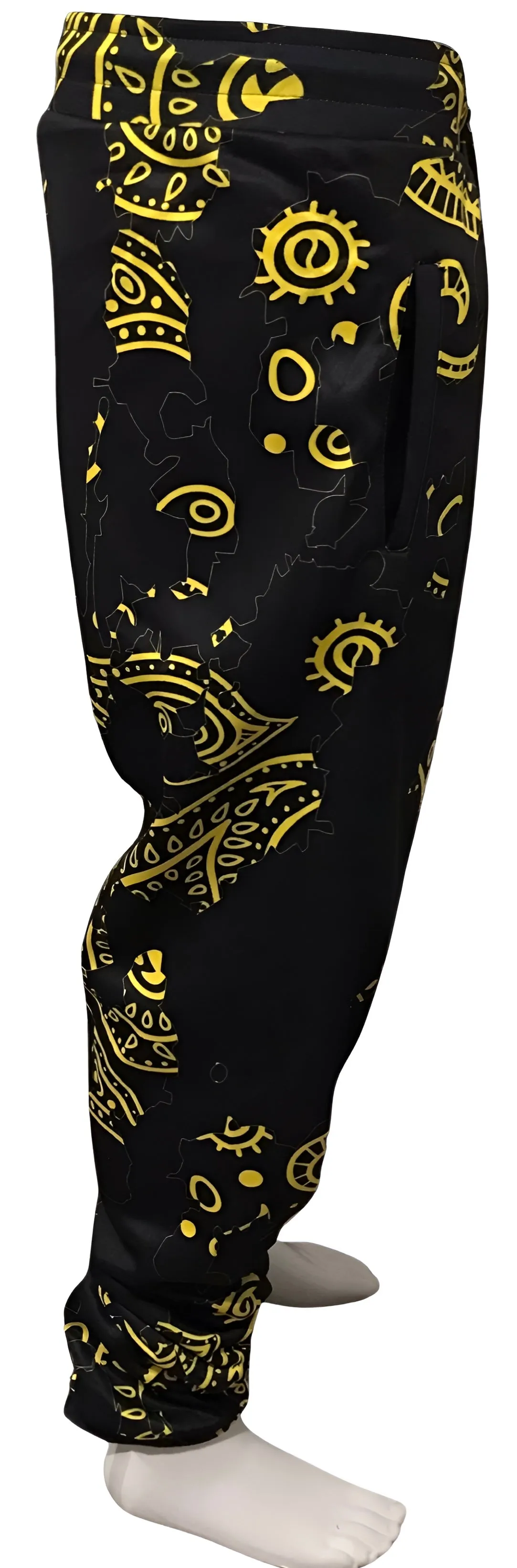 ^OUTFIT KINGS^ BANDANA JOGGER SWEATPANTS ~BLACK-YELLOW PAISLEY~ “THE SHATTER SERIES” (5XL)