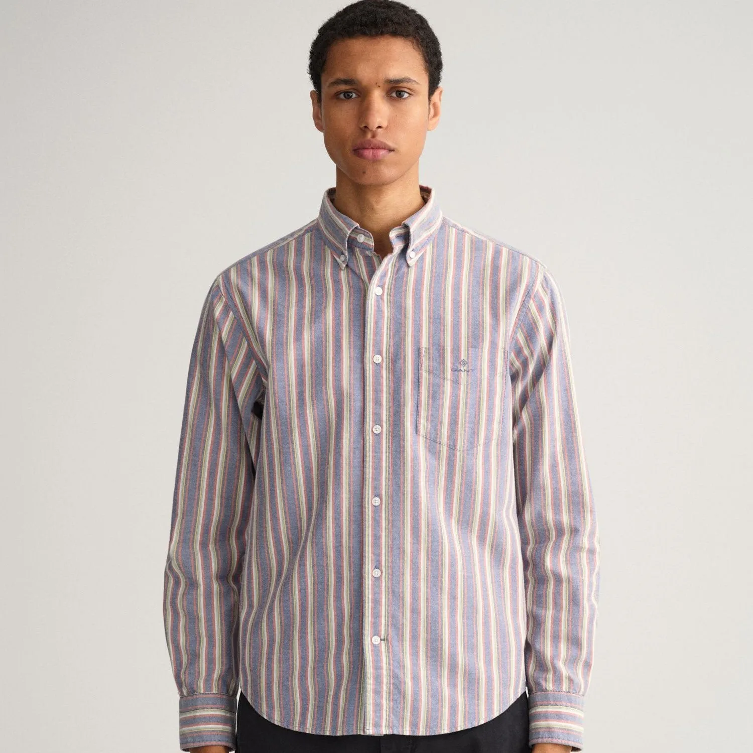 Oxford Shirt - Multi Stripe - College Blue