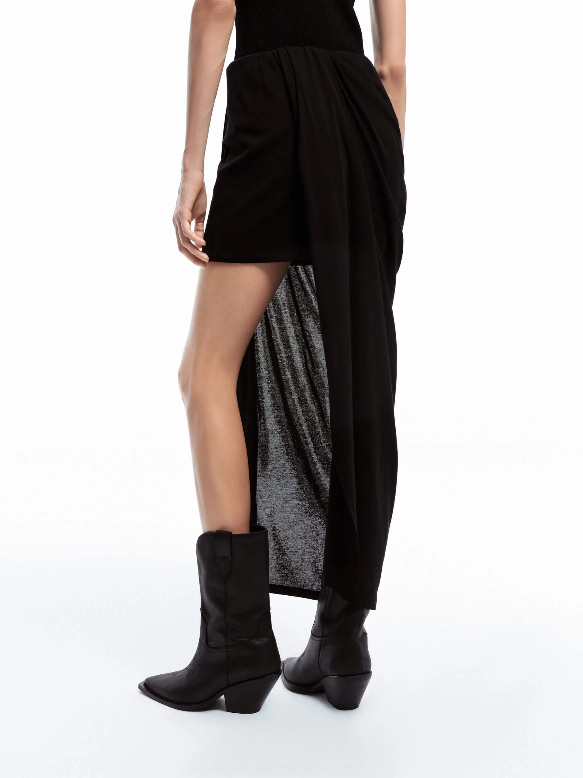 Paneled Elasticated Waist Skirt