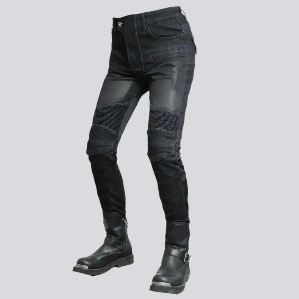 Patchwork women's biker jeans