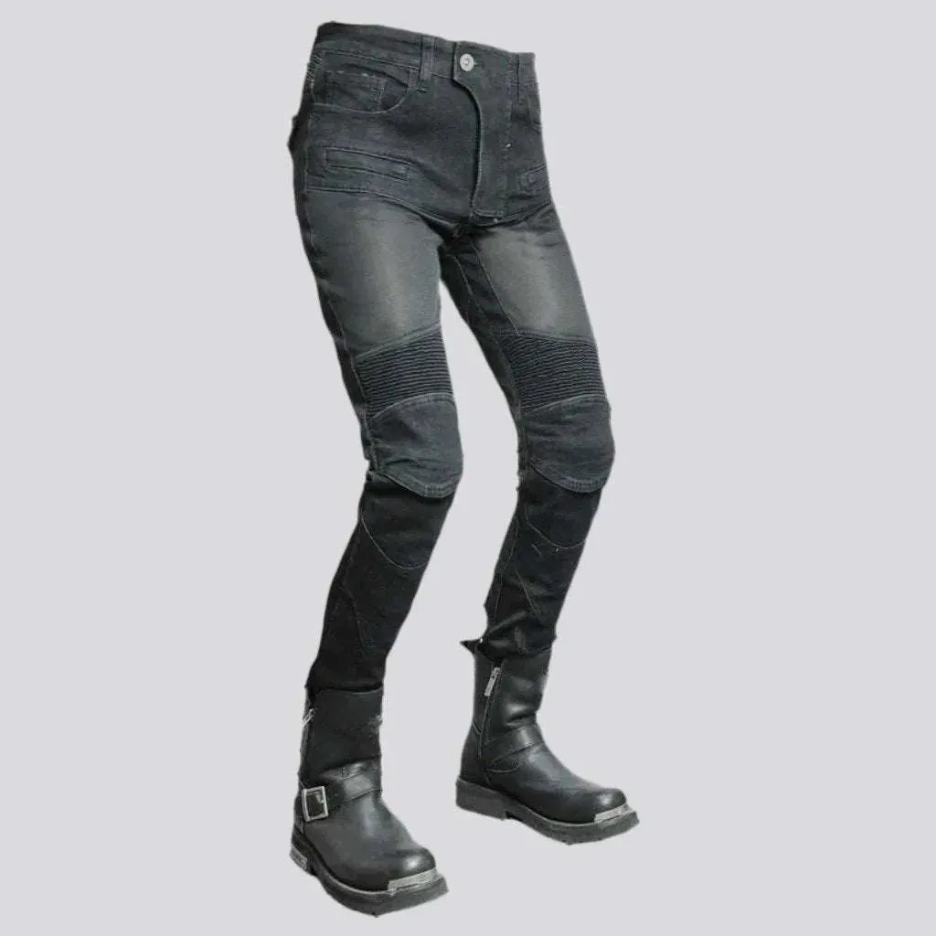 Patchwork women's biker jeans