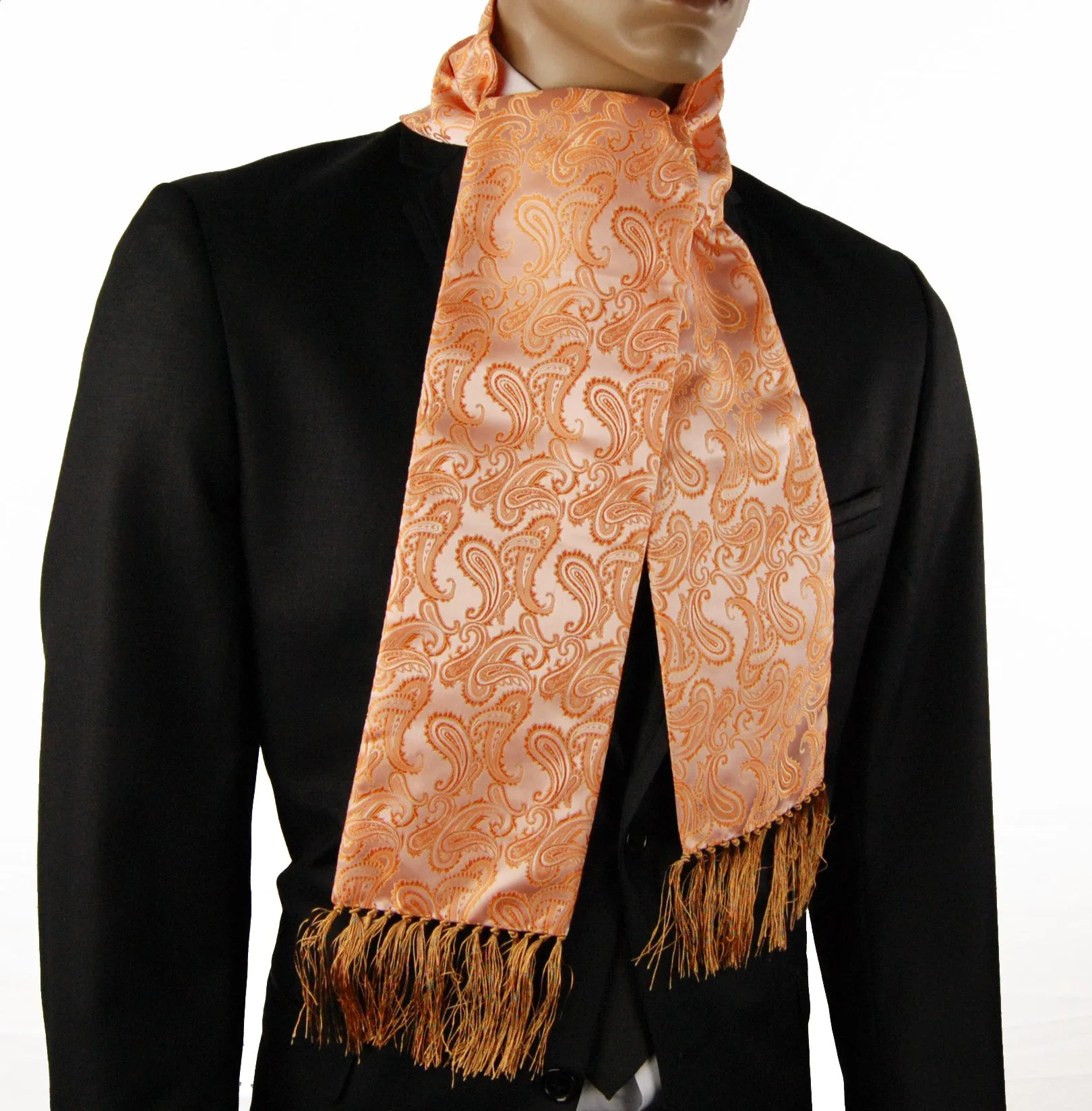 Peach Cobbler Orange Paisley Men's Tuxedo Scarf