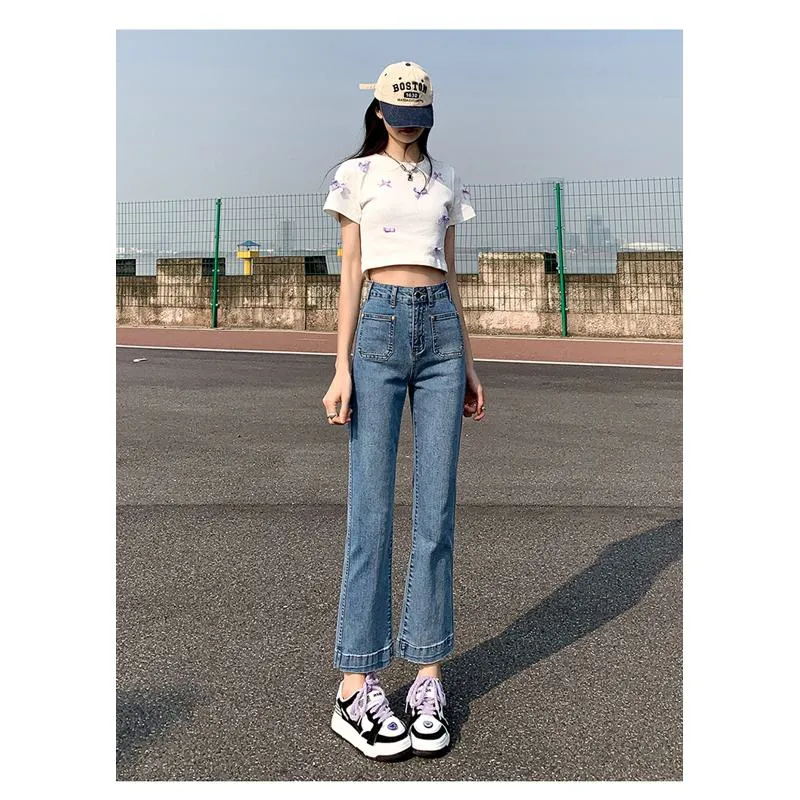 Petite Straight High-Waisted Slight Flare Jeans