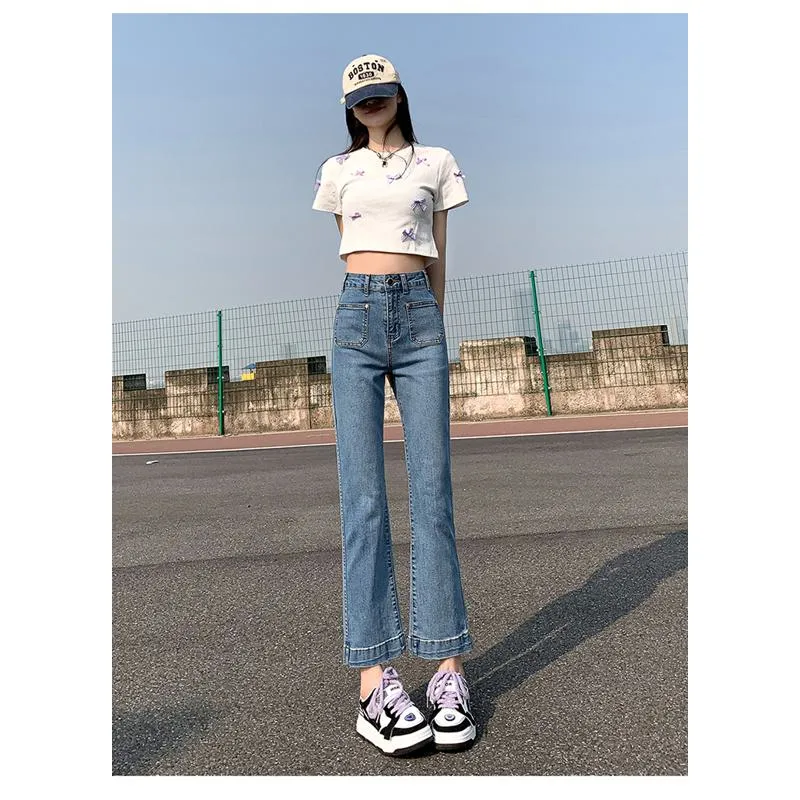 Petite Straight High-Waisted Slight Flare Jeans