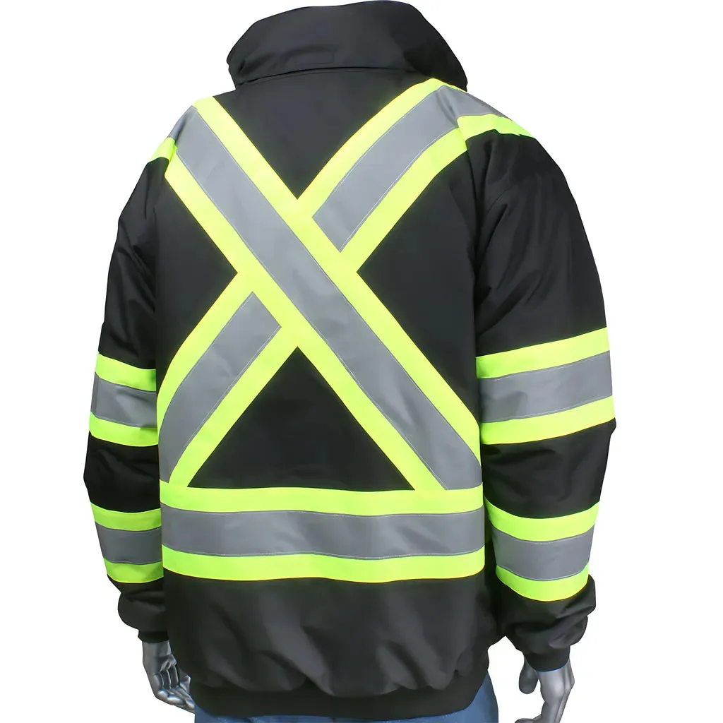 PIP 331-1745X-BK/5XL ANSI Type O Class 1 and CAN/CSA Z96 Two-Tone X-Back Full Zip Bomber Jacket