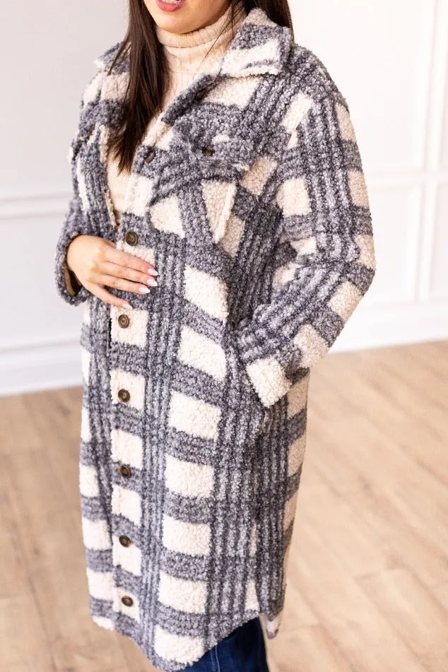 Plaid Sherpa Trench Coat