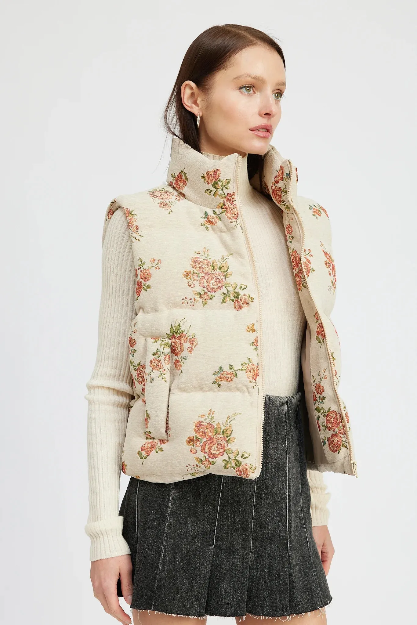 Prim Jacquard Puffer Vest