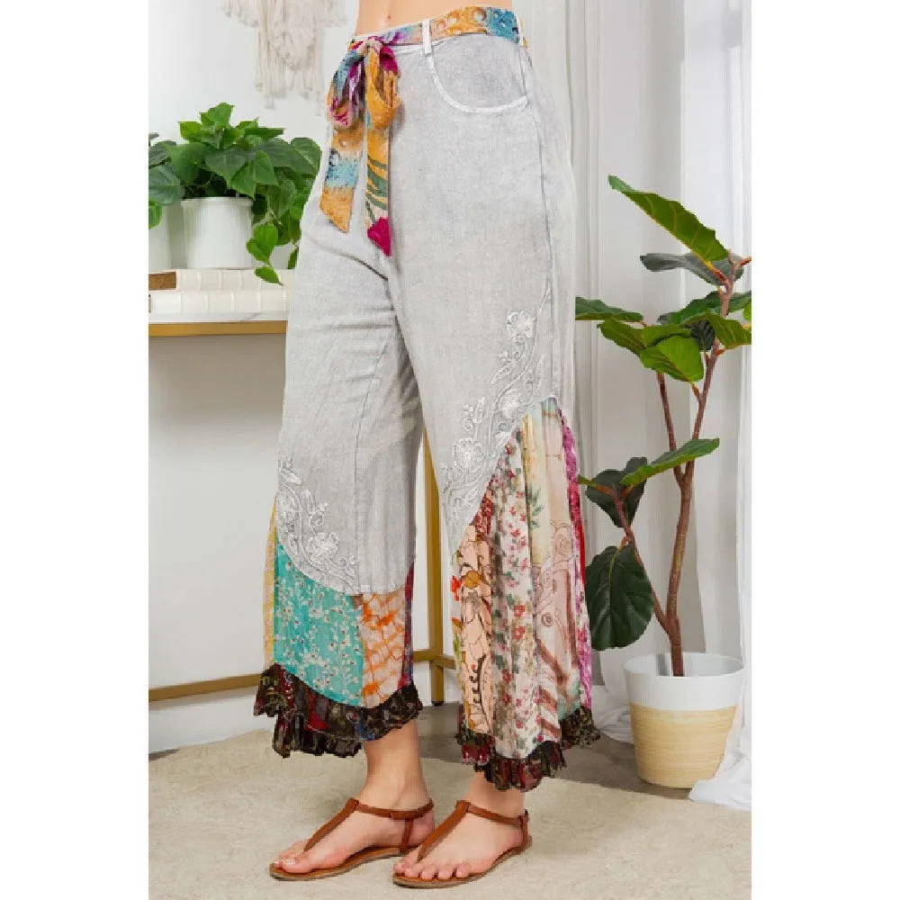 Print Patch Mid Length Pants