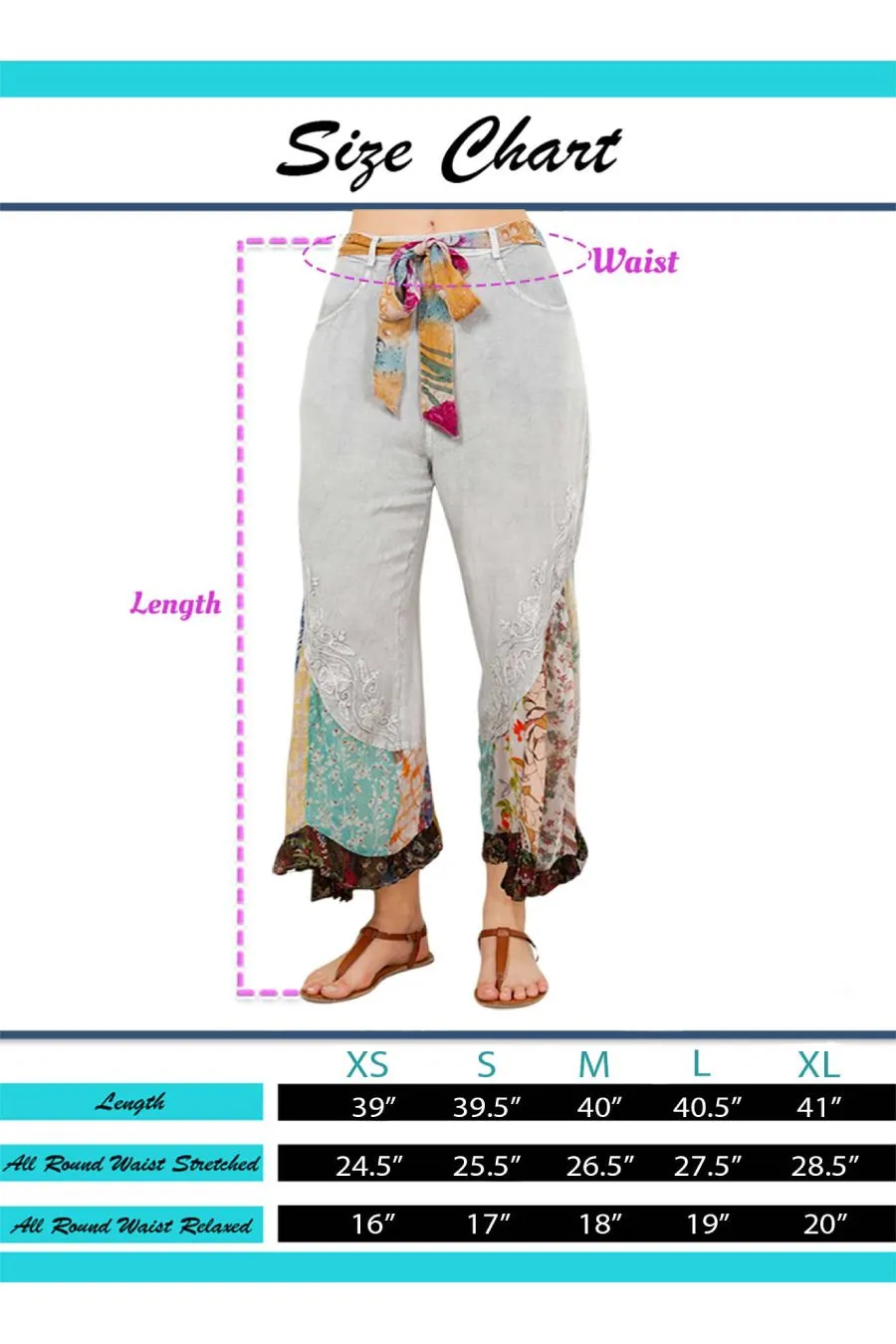 Print Patch Mid Length Pants