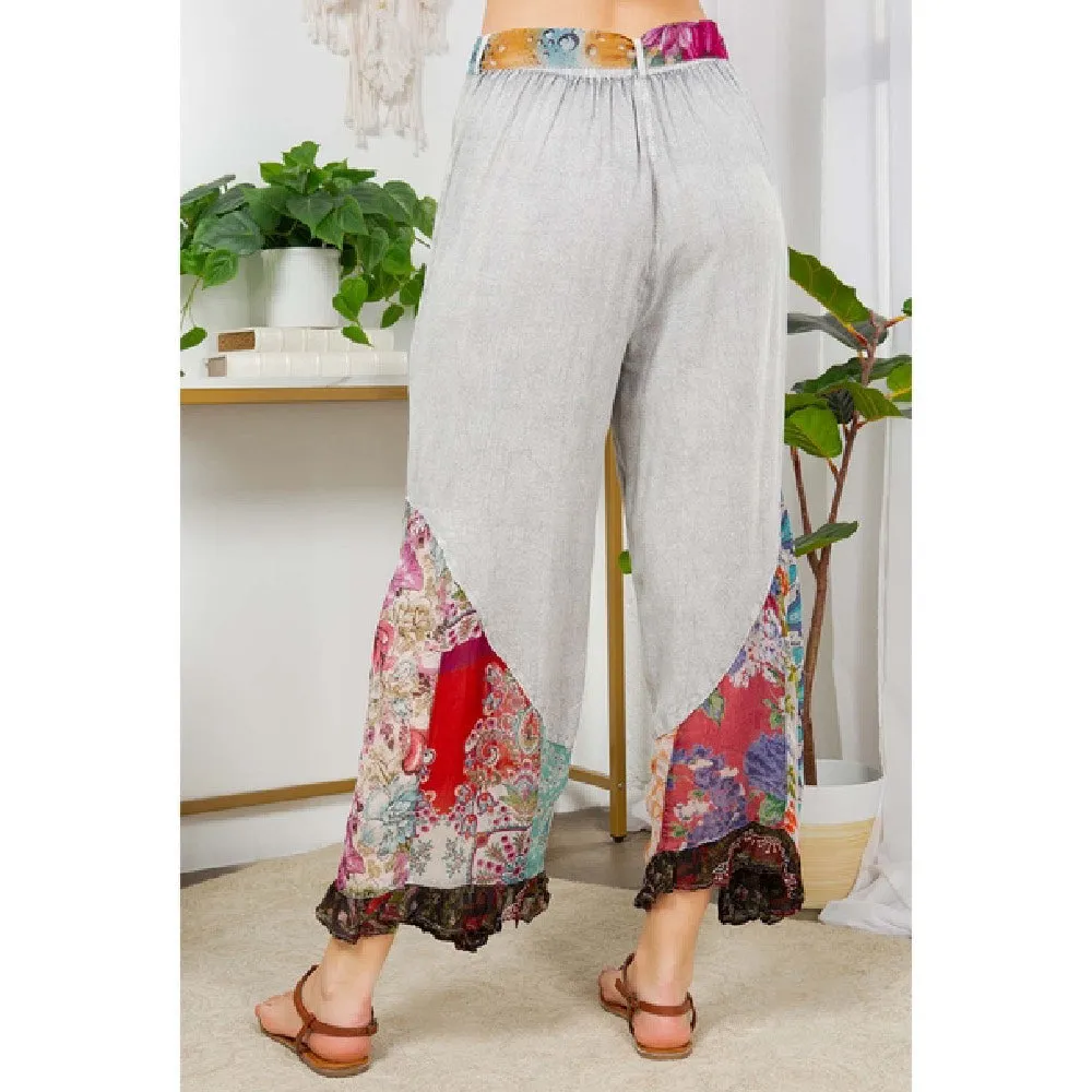 Print Patch Mid Length Pants